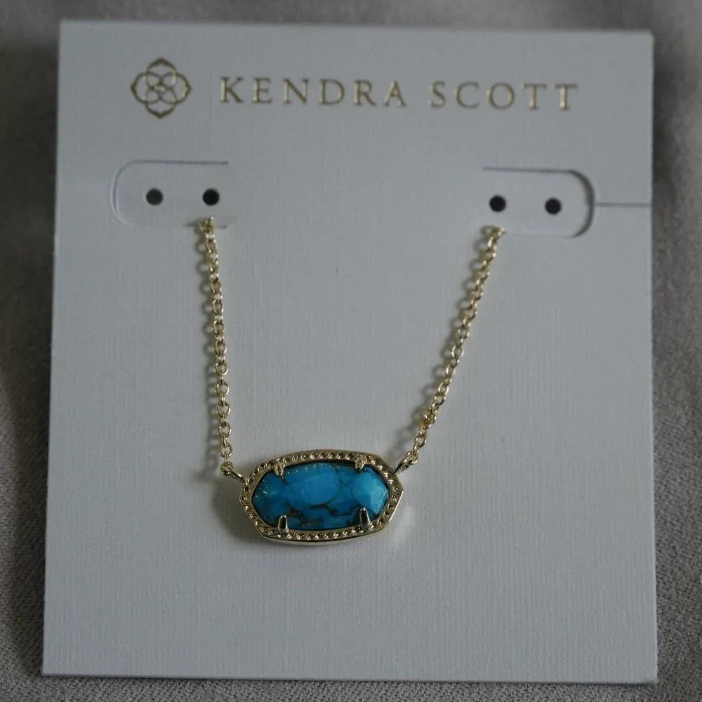 KENDRA SCOTT - Elisa Gold Pndnt Necklace Turquoise - Picture 1 of 2